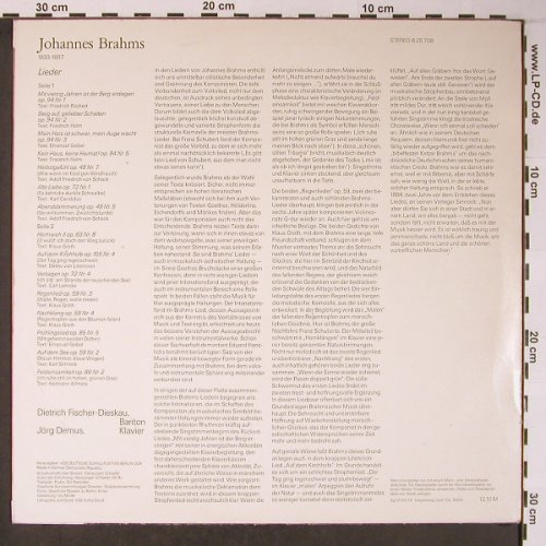 Brahms,Johannes: Lieder, Eterna(8 25 708), DDR, 1974 - LP - L8708 - 6,00 Euro