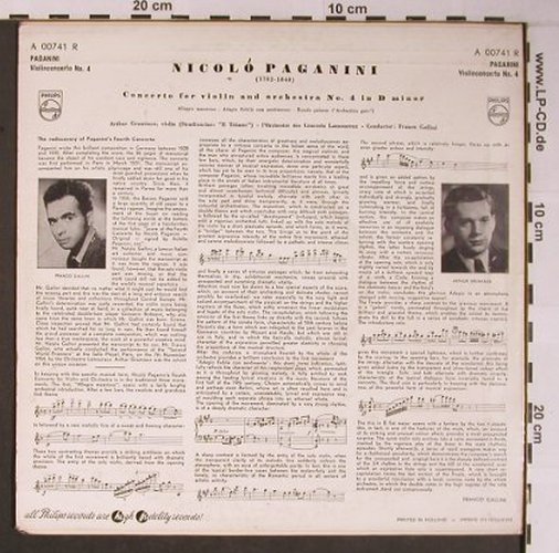Paganini,Niccolo: Concerto for Violin a.Orch.Nr.4, Philips(A 00741 R), NL,VG+/vg+,  - 10inch - L8729 - 5,00 Euro