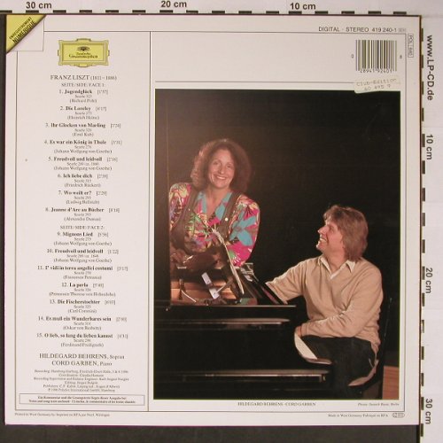Liszt,Franz: Lieder, D.Gr.(419 240-1), D, 1986 - LP - L8730 - 7,50 Euro