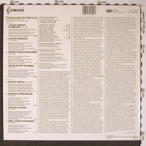 V.A.Festmusik des Barock: Schmelzer, Biber,Telemann, Capriccio(CA 18 004), D, 1982 - LP - L8755 - 6,00 Euro