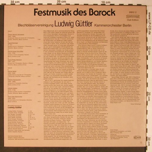 V.A.Festmusik des Barock: Schmelzer, Biber,Telemann, Pandorra(91612 2), D,Club Ed., 1981 - LP - L8756 - 5,00 Euro
