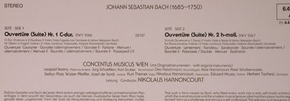 Bach,Johann Sebastian: Ouvertüren'Suiten'Nr.3 & 4 (1967), Telefunken(6.41229 AQ), D, Ri, 1981 - LP - L8765 - 5,00 Euro