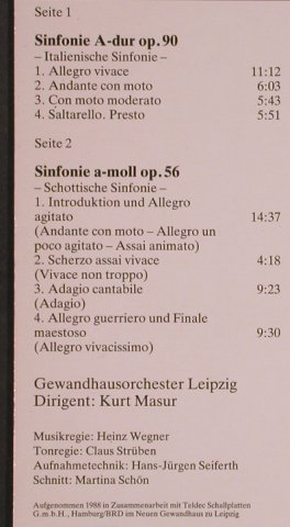 Mendelssohn Bartholdy,Felix: Sinfonie a-moll op.56,a-dur op.90, Eterna(7 28 019), DDR, 1989 - LP - L8770 - 6,00 Euro