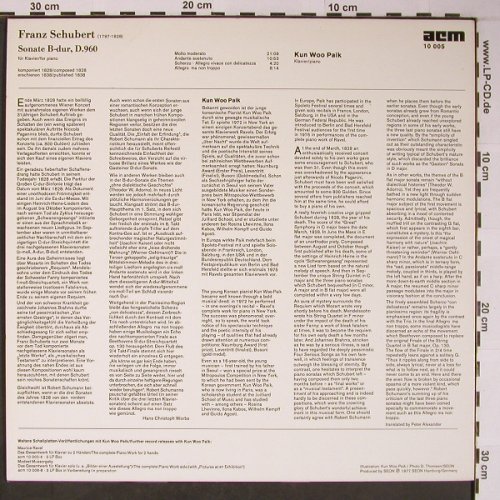 Schubert,Franz: Sonate für Klavier B-dur, D.960, ACM(10 005), D, 1977 - LP - L8779 - 15,00 Euro