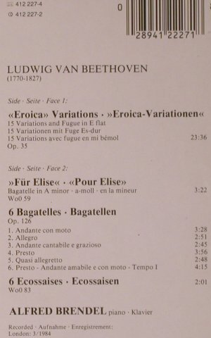 Beethoven,Ludwig van: Für Elise/Eroica-Variationen op.35, Philips/Sample-stol(412 227-1), D, m-/vg+, 1984 - LP - L8789 - 7,50 Euro