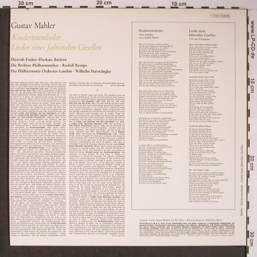 Mahler,Gustav: Kindertotenlieder,Lieder e.f.Gesell, EMI(C 063-00 898), D, Ri, co,  - LP - L8822 - 7,50 Euro