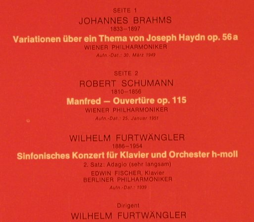 Furtwängler,Wilhelm: Brahms HaydnVaria,Schumann,Furtw., Dacapo/EMI Electrola(C 047-01 415 M), D,  - LP - L8824 - 9,00 Euro