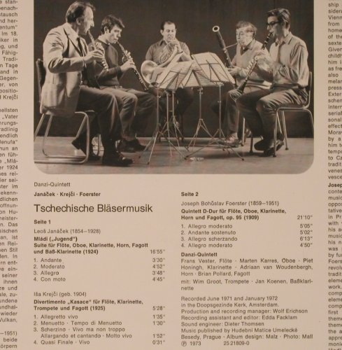 V.A.Tschechische Bläsermusik: Janacek,,Kejci,Foerster, MPS BASF(25 21809-0), D, 1973 - LPQ - L8875 - 7,50 Euro