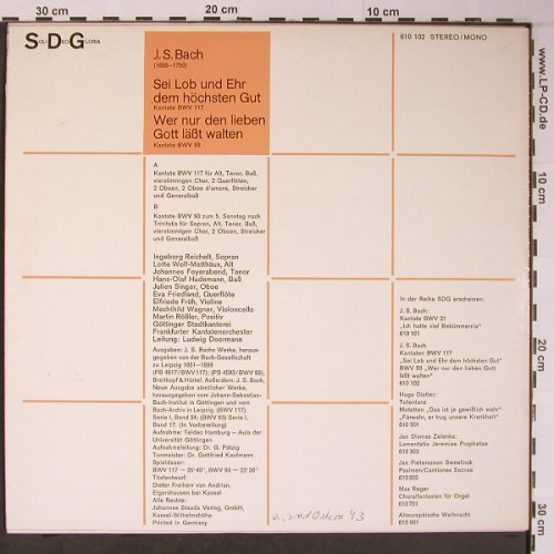 Bach,Johann Sebastian: Kantaten BWV 117, 93, SDG(610 102), D, vg+/m-,  - LP - L8912 - 6,00 Euro
