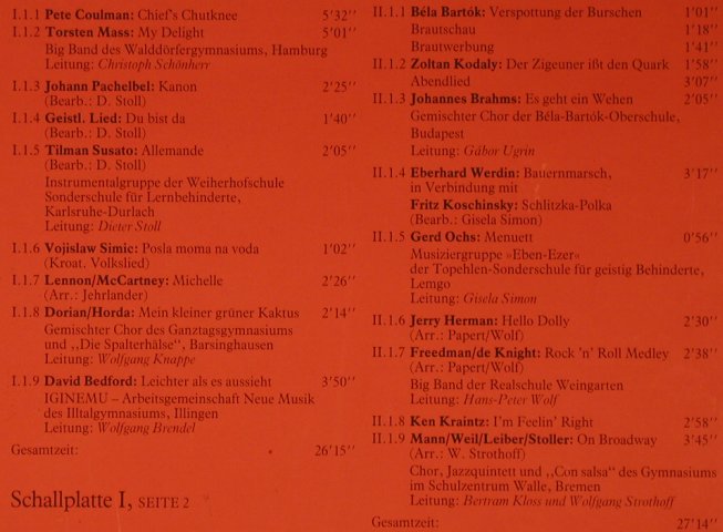 V.A.Schulen musizieren: 4. Bundesbegegnung Gütersloh 1987, VDS / WDR(B-9808/9), D, Foc,  - LP - L8918 - 9,00 Euro