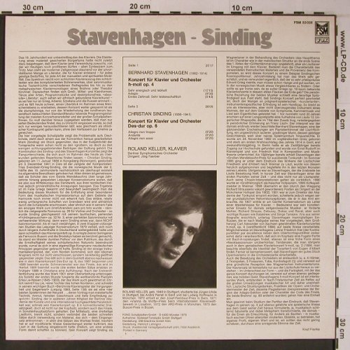 Stavenhagen,Bernhard / Chr.Sinding: Konzert für Klavier u.Orch.op.4/op6, FSM(FSM 53 028), D, 1979 - LP - L8961 - 17,50 Euro