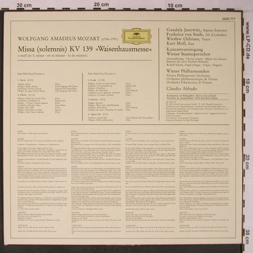 Mozart,Wolfgang Amadeus: Messe KV 139,Waisenhausmesse, D.Gr.(2530 777), D, 1976 - LP - L8963 - 7,50 Euro