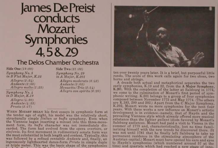 Mozart,Wolfgang Amadeus: Symphonies 4,5 & 29, Delos(DEL-14401), US, 1974 - LP - L8985 - 7,50 Euro