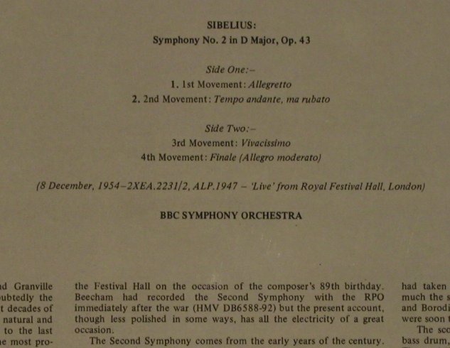 Sibelius,Jean: Sinfonie Nr.2 in D Major, op. 43, World Records(SH 1007), UK, Ri, 1979 - LP - L8989 - 6,00 Euro