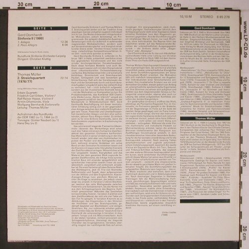 Domhardt,Gerd / Thomas Müller: 2.Sinfonie / 2.Streichquartett, Nova(8 85 278), DDR, 1988 - LP - L9002 - 12,50 Euro