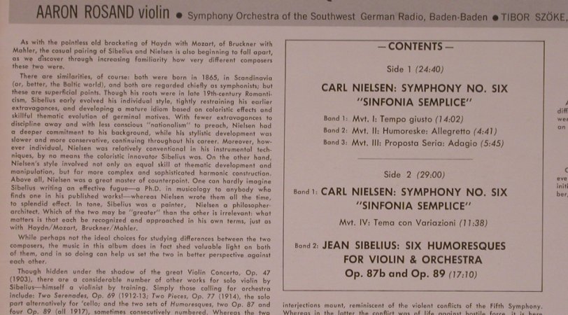 Nielsen,Carl / Sibelius: Symphony No.6 op.29/6 Humoresques, Turnabout Vox(TV 34182), US,  - LP - L9007 - 7,50 Euro