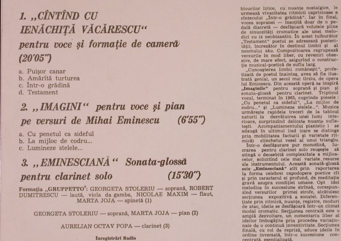 Donceanu,Felicia: Cintind cu.../Imagine/Eminesciana, Electrecord(ST-ECE 03585), RO, woc, 1988 - LP - L9053 - 50,00 Euro
