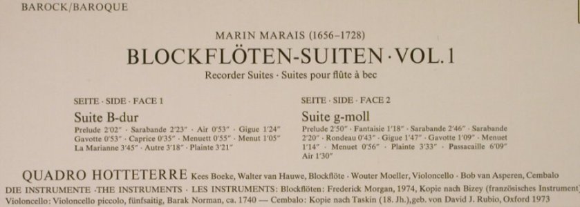 Marais,Marin: Blockflöten-Suiten, Vol.1, Foc, Telefunken/DasAlteWerk(6.41992 AW), D, 1976 - LP - L9081 - 12,50 Euro