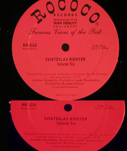 Richter,Sviatoslav: Volume 6,Dvorak,Conc.fPiano,NOCover, Rococo Records(RR-2118), CDN,  - LP - L9152 - 5,00 Euro