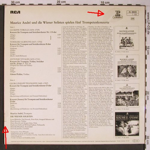 Andre,Maurice & Wiener Solisten: Spielen 5 Trompetenkonzerte, m-/vg+, Erato(ZL 30635), D, 1978 - LP - L9163 - 5,00 Euro