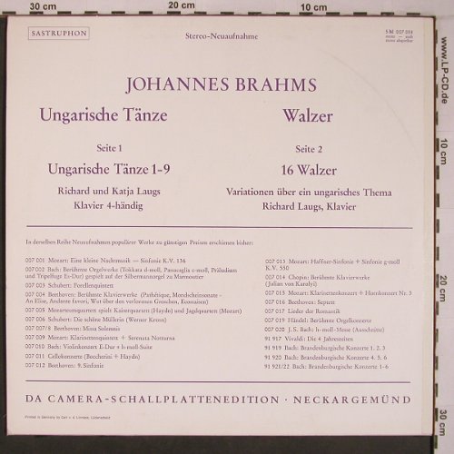 Brahms,Johannes: Ungarische Tänze, Walzer, Sastruphon(SM 007 018), D,  - LP - L9247 - 6,50 Euro