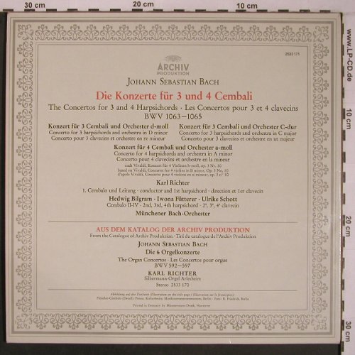 Bach,Johann Sebastian: Die Konzerte für 3 & 4 Cembali, Foc, Archiv(2533 171), D, 1974 - LP - L9254 - 7,50 Euro