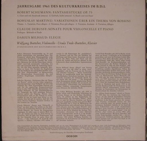 V.A.Jahresgabe 1961: des Kulturkreises im B.D.I, D.Gr.(003 031), D,vg+/m-, 1961 - 10inch - L9314 - 27,00 Euro