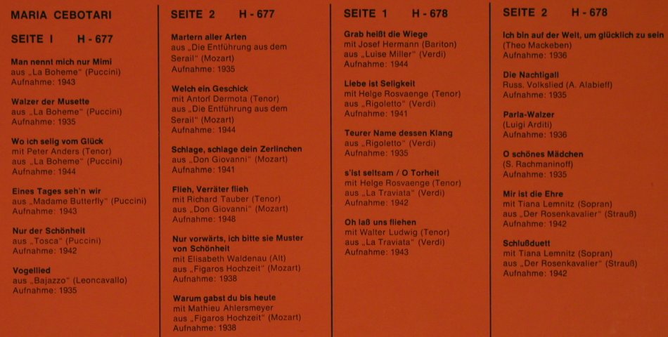 Cebotari,Maria: Das goldene Buch d.gr.Stimmen Nr.8, Historia(H-677/678), D, Foc, 1972 - 2LP - L9318 - 9,00 Euro