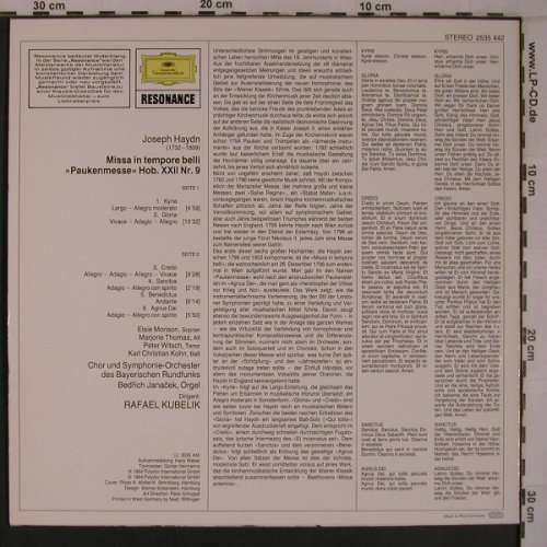 Haydn,Joseph: Missa in Tempore Belli-Paukenmesse, D.Gr. Resonance(2535 442), D, Ri,  - LP - L9323 - 7,50 Euro