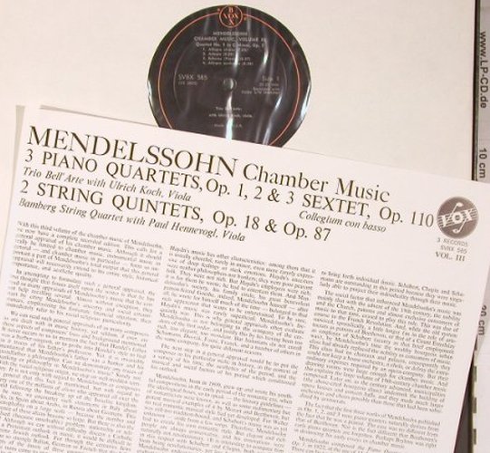 Mendelssohn Bartholdy,Felix: Chamber Music Volume III, Box, Vox(SVBX 585), US, m-/VG+,  - 3LP - L9398 - 14,00 Euro