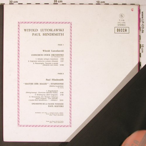 Lutostawski,Witold/Hindemith: Concerto Pour Orch/Mathis LePeintre, Decca(7.119 SLX 6.445), F, Foc, 1969 - LP - L9408 - 26,00 Euro