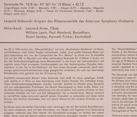 Mozart,Wolfgang Amadeus: Serenade Nr.10 B-dur,KV 361,13Bäser, Amadeo(AVRS 6426 S1), A,  - LP - L9420 - 9,00 Euro