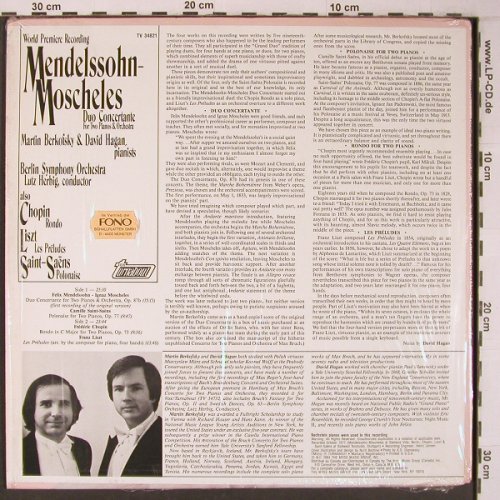 Mendelssohn, Moscheles-Liszt,Chopin: Duo Concertante for Two Piano&Orch., Turnabout Vox(TV 34821), US, 1984 - LP - L9424 - 24,00 Euro