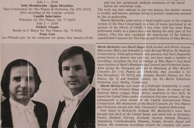 Mendelssohn, Moscheles-Liszt,Chopin: Duo Concertante for Two Piano&Orch., Turnabout Vox(TV 34821), US, 1984 - LP - L9424 - 24,00 Euro