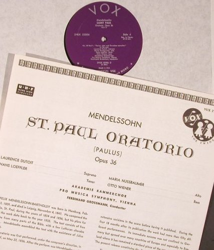 Mendelssohn Bartholdy,Felix: Saint Paul - Oratorio, op.38, Box, VOX TWINS(SVUX 52006), US,  - 3LP - L9428 - 20,00 Euro