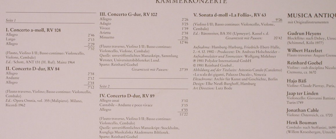 Vivaldi,Antonio: Concerti da Camera, Club Edition, Archiv Produktion(40 589 4), D, 1981 - LP - L9432 - 7,50 Euro