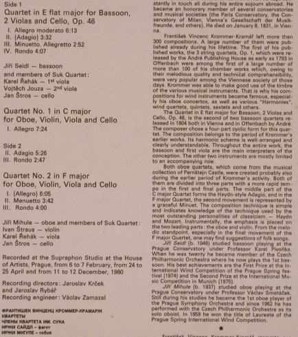 Krommer-Kramar,Frantisek Vincenc: Quartets, Supraphon(1111 2824), CZ, 1980 - LP - L9447 - 12,50 Euro