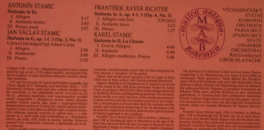 Stamic-Karel,Antonin,Jan/FX.Richter: Sinfonias, Supraphon(1110 2959), CZ, 1982 - LP - L9464 - 7,50 Euro