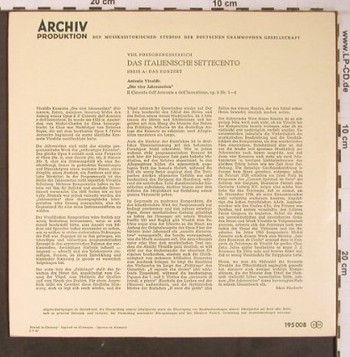 Vivaldi,Antonio: Die Vier Jahreszeiten, Archiv(SAP 195 008), D, 1965 - 10inch - L9476 - 20,00 Euro