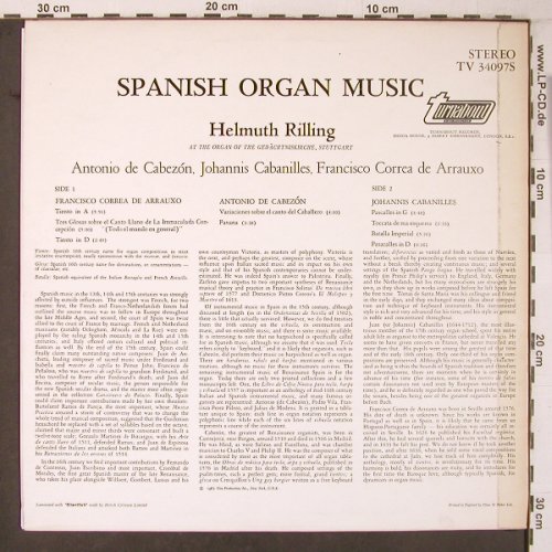 V.A.Spanish Organ Music: A.de Cabezon,Cabanilles,de Arrauxo, Turnabout Vox(TV 34097), UK,  - LP - L9481 - 7,50 Euro