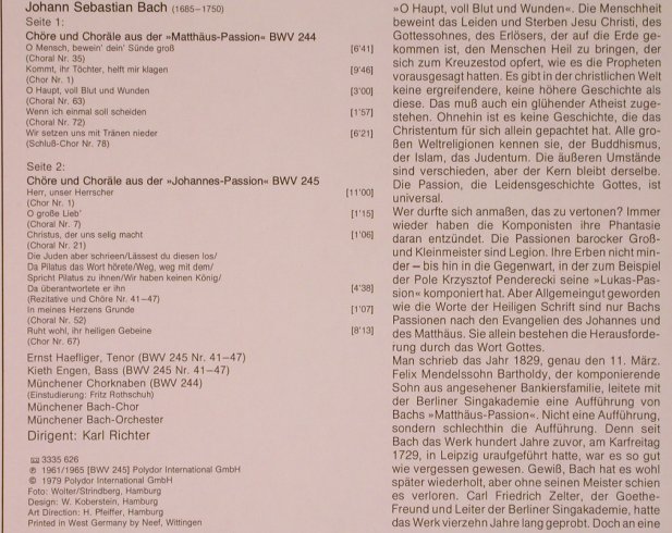 Bach,Johann Sebastian: O Haupt,voll Blut und Wunden, D.Gr.Favorit(2535 626), D,Ri, 1979 - LP - L9487 - 6,00 Euro