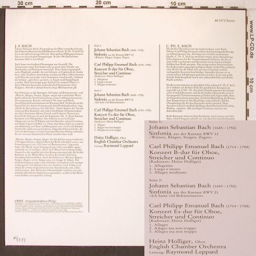 Bach,Johann Sebastian / C.Ph.E.Bach: Sinfonien aus Kantaten BWV 12 & 21, Philips(66 147 0), NL,  - LP - L9493 - 7,50 Euro
