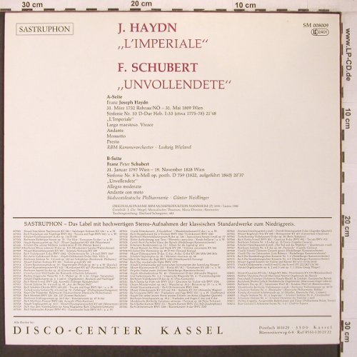 Haydn,Joseph / Schubert: Sinfonie No 53 / Sinfonie No 8, Sastruphon(SM 008009), D, 1981 - LP - L9517 - 18,00 Euro