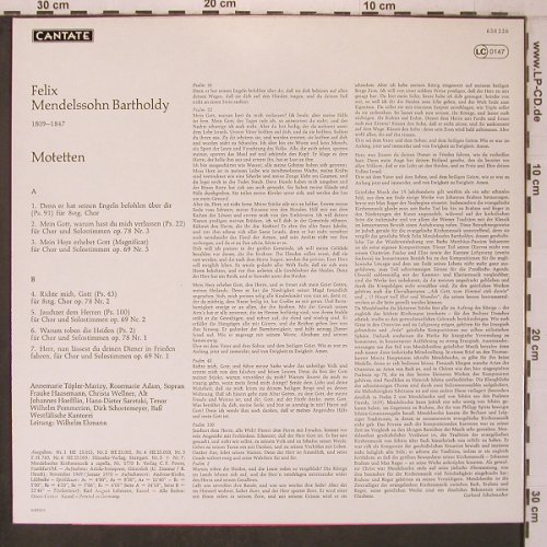 Mendelssohn Bartholdy,Felix: Motetten, Cantate(658 226), D,  - LP - L9551 - 12,50 Euro