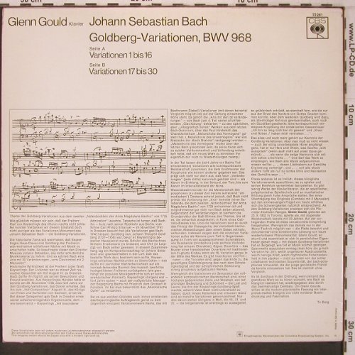 Bach,Johann Sebastian: Goldberg Variationen, CBS(72 261), D,  - LP - L9593 - 7,50 Euro