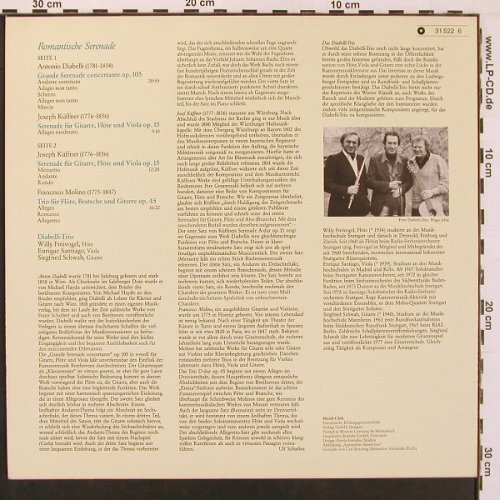 Diabelli,Antonio / Küffner / Molino: Romantische Serenaden, Musik-Club(31 522 6), D, 1980 - LP - L9726 - 7,50 Euro