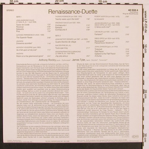 V.A.Renaissance-Duette: 23 Tr., Club-Ed.,, m-/m-, Decca(40 508 4), D, 1972 - LP - L9727 - 6,00 Euro