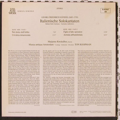 Händel,Georg Friedrich: Italienische Solokantaten, Foc, Telefunken(6.42367 AW), D, m-/vg+, 1978 - LP - L9770 - 7,50 Euro