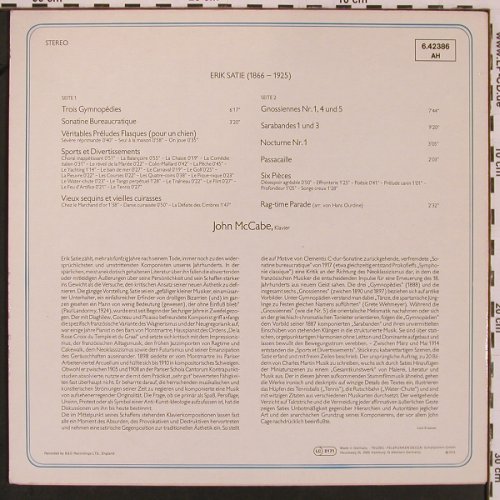 Satie,Erik: Klavierwerke, John McCabe,Klavier, Decca(6.42386 AH), D, m--/m-, 1974 - LP - L9782 - 7,50 Euro