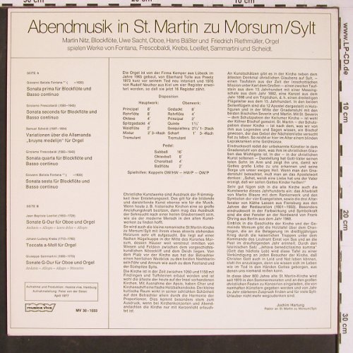 V.A.Abendmusik in St.Martin Morsum/: Sylt. Fontana, Frescobaldi, Krebs.., Musica viva(MV 1034), D, 1977 - LP - L9810 - 9,00 Euro